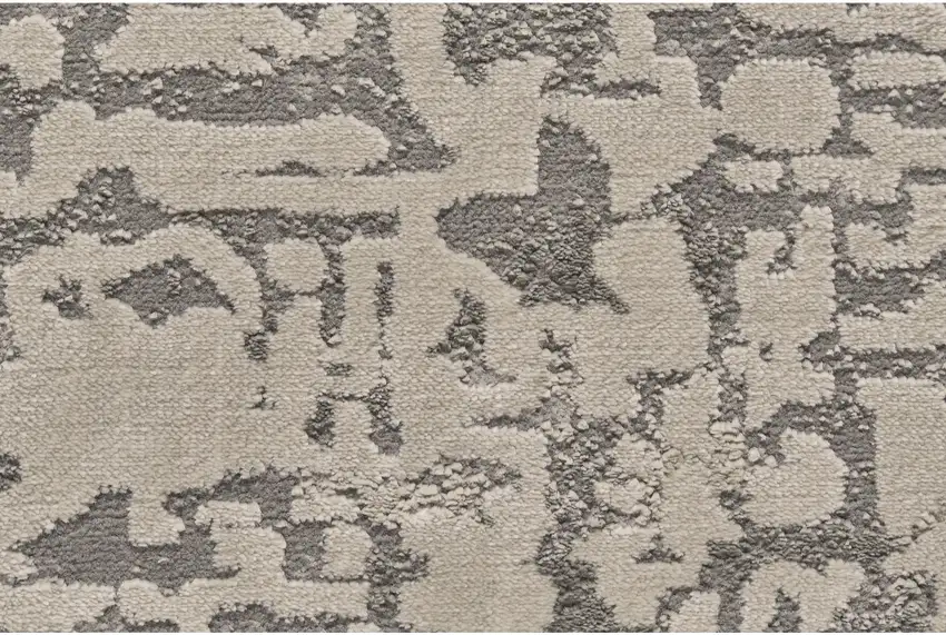 8' Gray and Ivory Abstract Runner Rug Photo 5