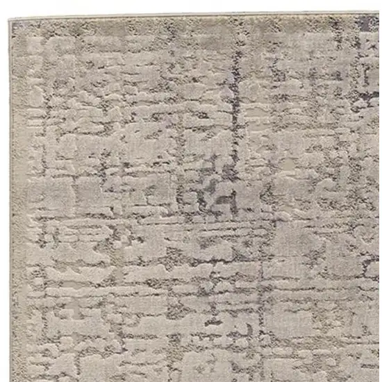 8' Gray and Ivory Abstract Runner Rug Photo 3