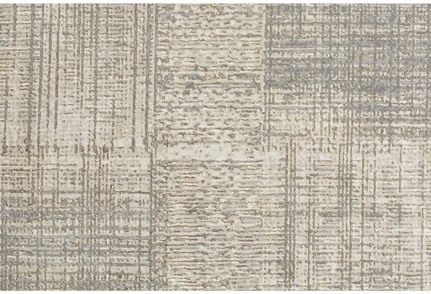 8' Gray and Ivory Abstract Runner Rug Photo 2