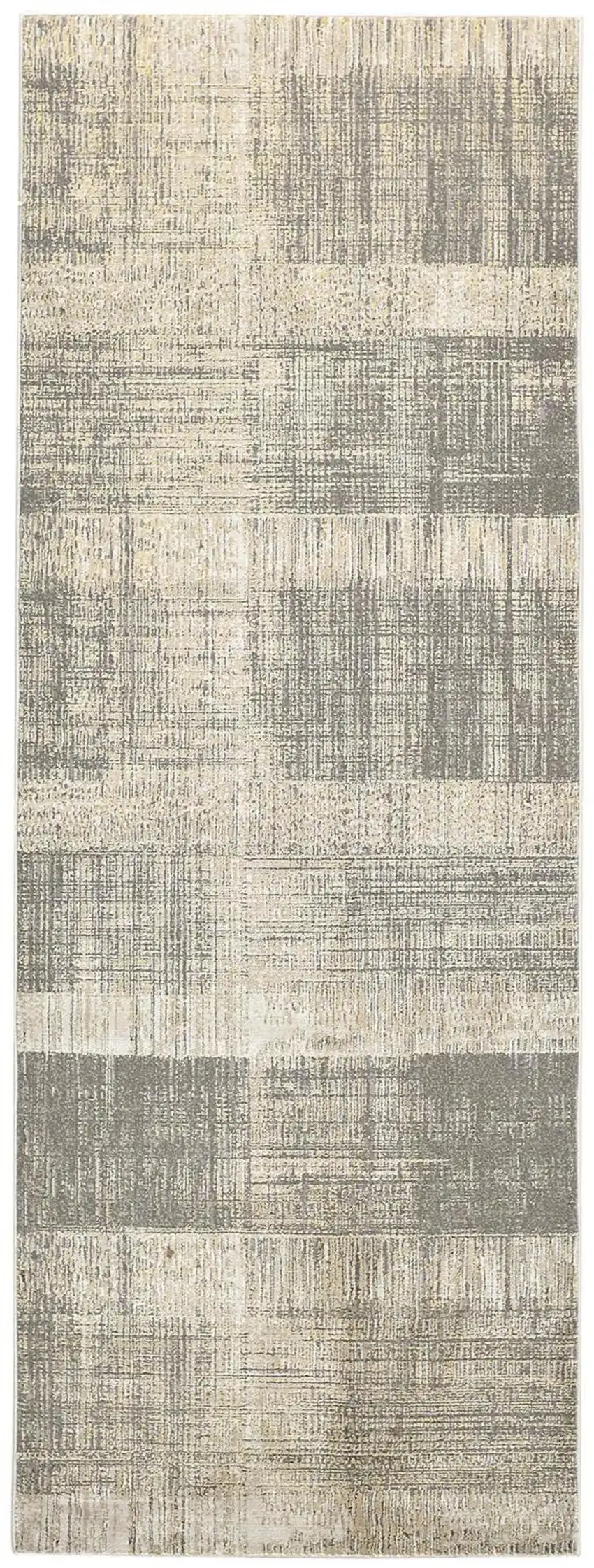 8' Gray and Ivory Abstract Runner Rug Photo 1