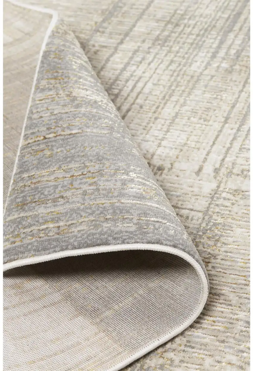 8' Gray and Ivory Abstract Runner Rug Photo 4