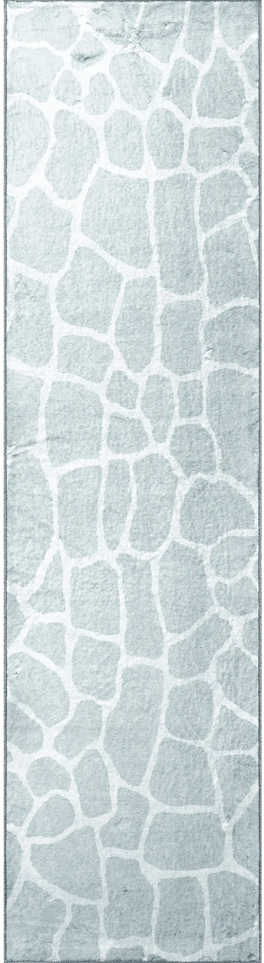 8' Gray and Ivory Animal Print Handmade Non Skid Runner Rug Photo 4