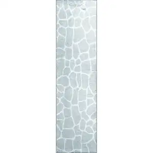Photo of 8' Gray and Ivory Animal Print Handmade Non Skid Runner Rug