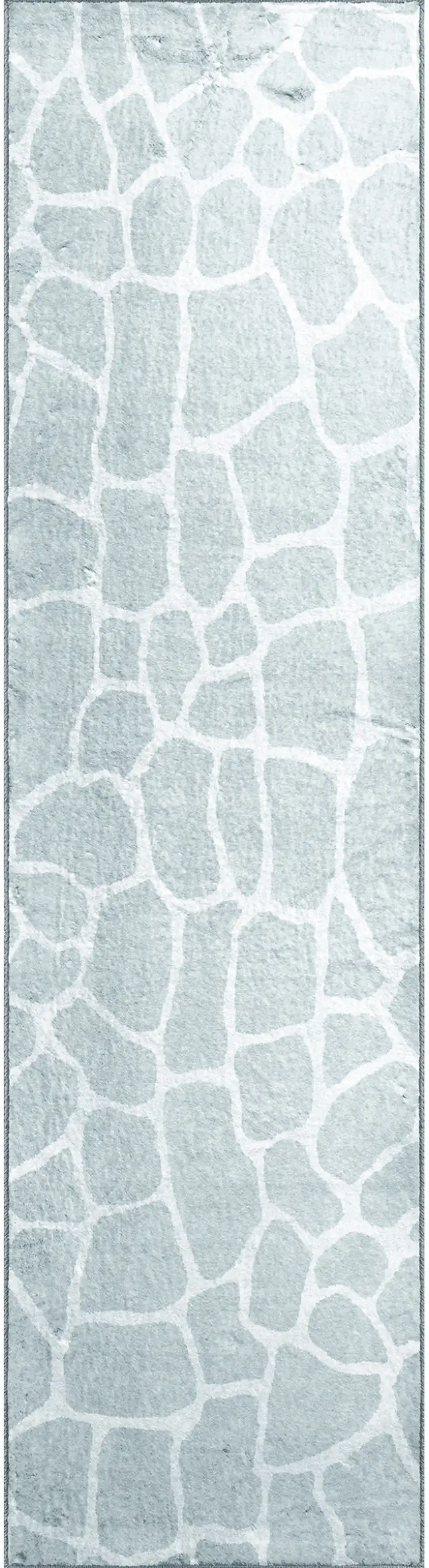 8' Gray and Ivory Animal Print Handmade Non Skid Runner Rug Photo 2