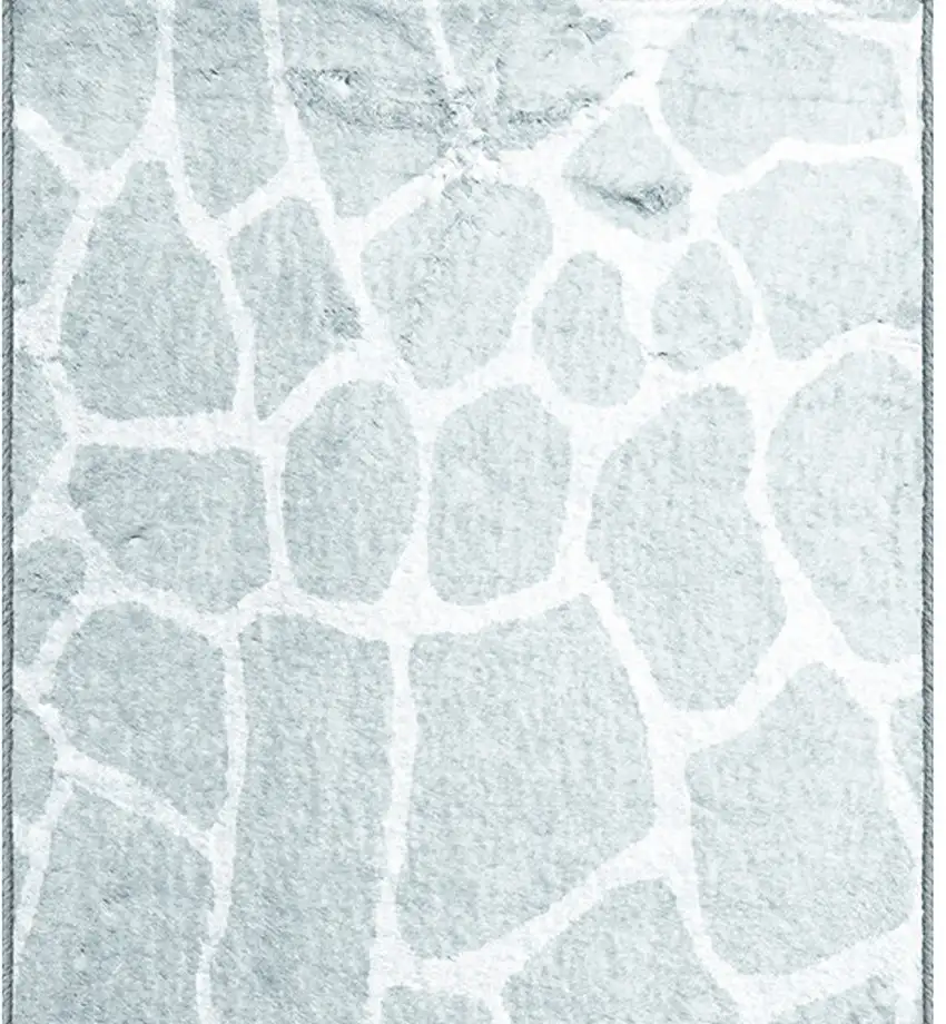 8' Gray and Ivory Animal Print Handmade Non Skid Runner Rug Photo 3