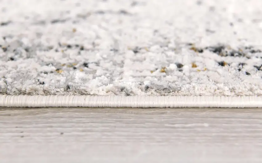 15' Gray and Ivory Damask Distressed Runner Rug Photo 7