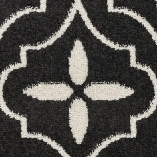 12' Gray and Ivory Floral Non Skid Runner Rug Photo 3