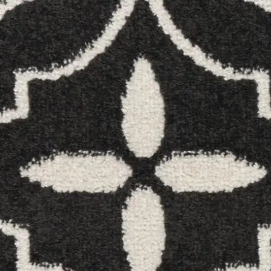 12' Gray and Ivory Floral Non Skid Runner Rug Photo 5