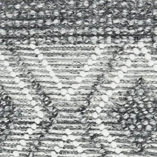 8' Gray and Ivory Geometric Hand Woven Runner Rug With Fringe Photo 8