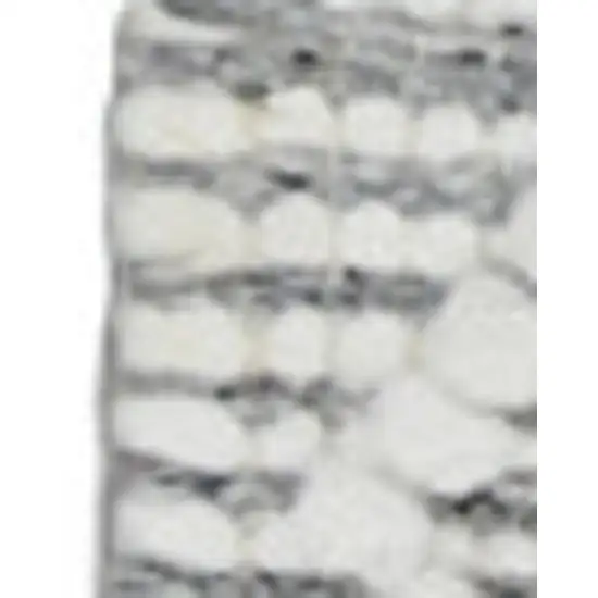 8' Gray and Ivory Geometric Hand Woven Runner Rug With Fringe Photo 1