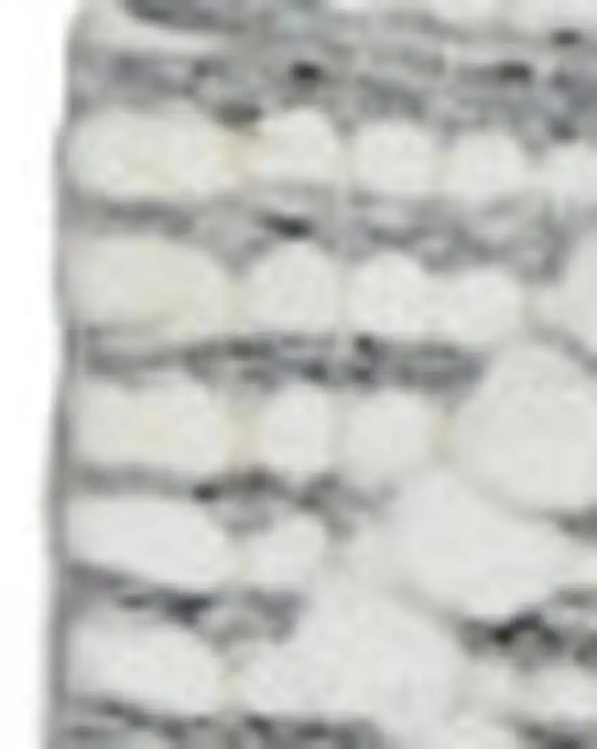 8' Gray and Ivory Geometric Hand Woven Runner Rug With Fringe Photo 1