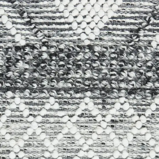 8' Gray and Ivory Geometric Hand Woven Runner Rug With Fringe Photo 7