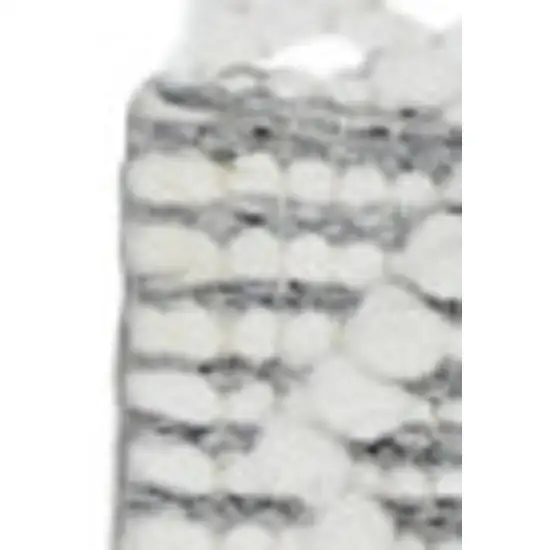 8' Gray and Ivory Geometric Hand Woven Runner Rug With Fringe Photo 3