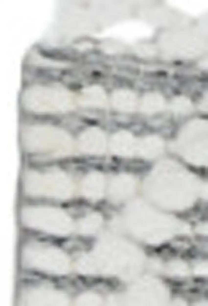 8' Gray and Ivory Geometric Hand Woven Runner Rug With Fringe Photo 3