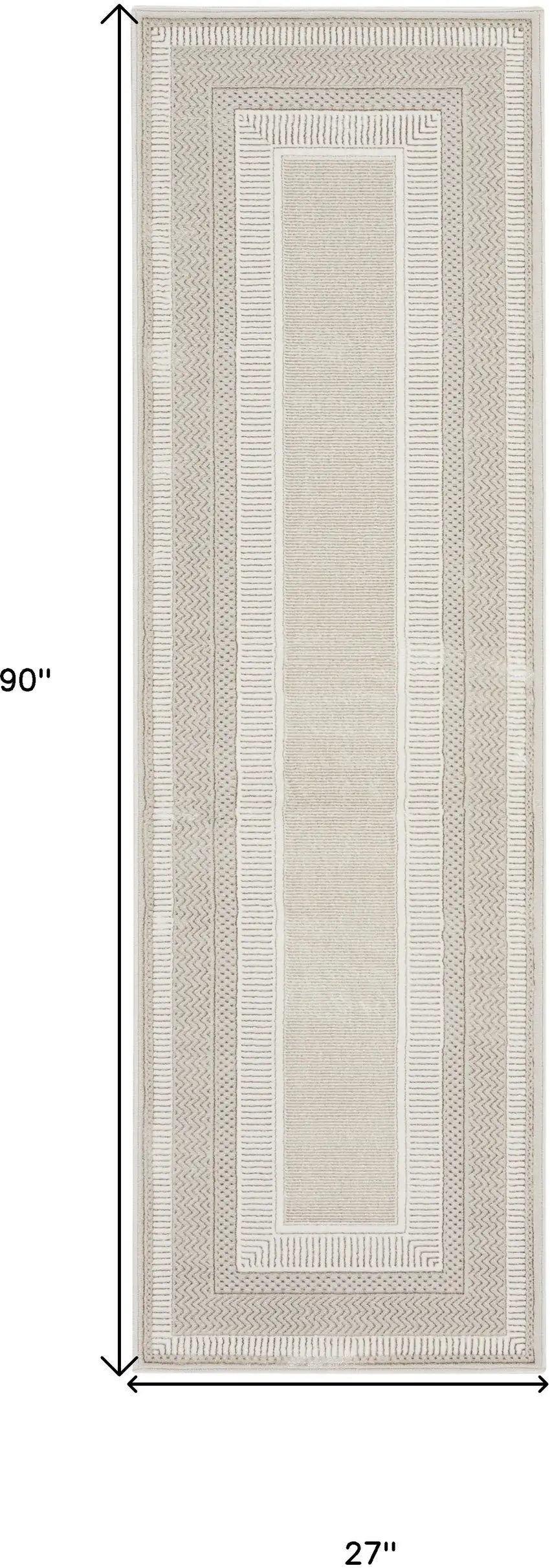 8' Gray and Ivory Geometric Non Skid Runner Rug Photo 3