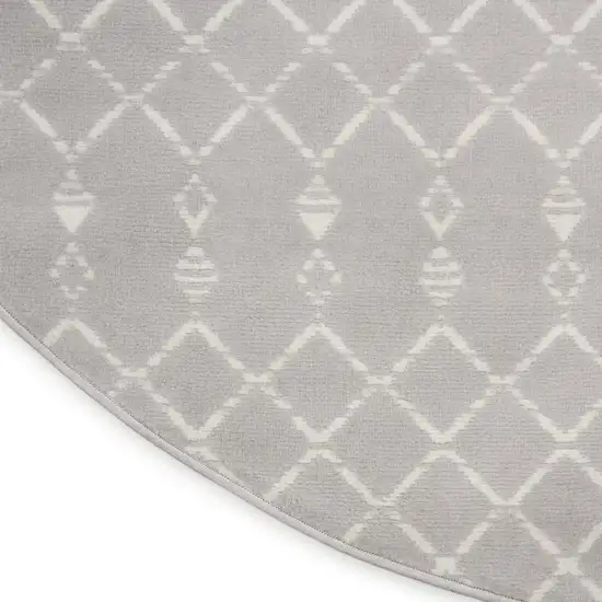 5' Gray and Ivory Geometric Round Rug Photo 8
