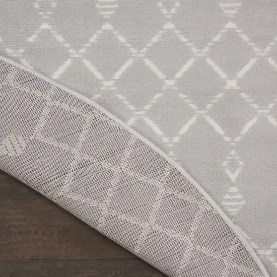 5' Gray and Ivory Geometric Round Rug Photo 8