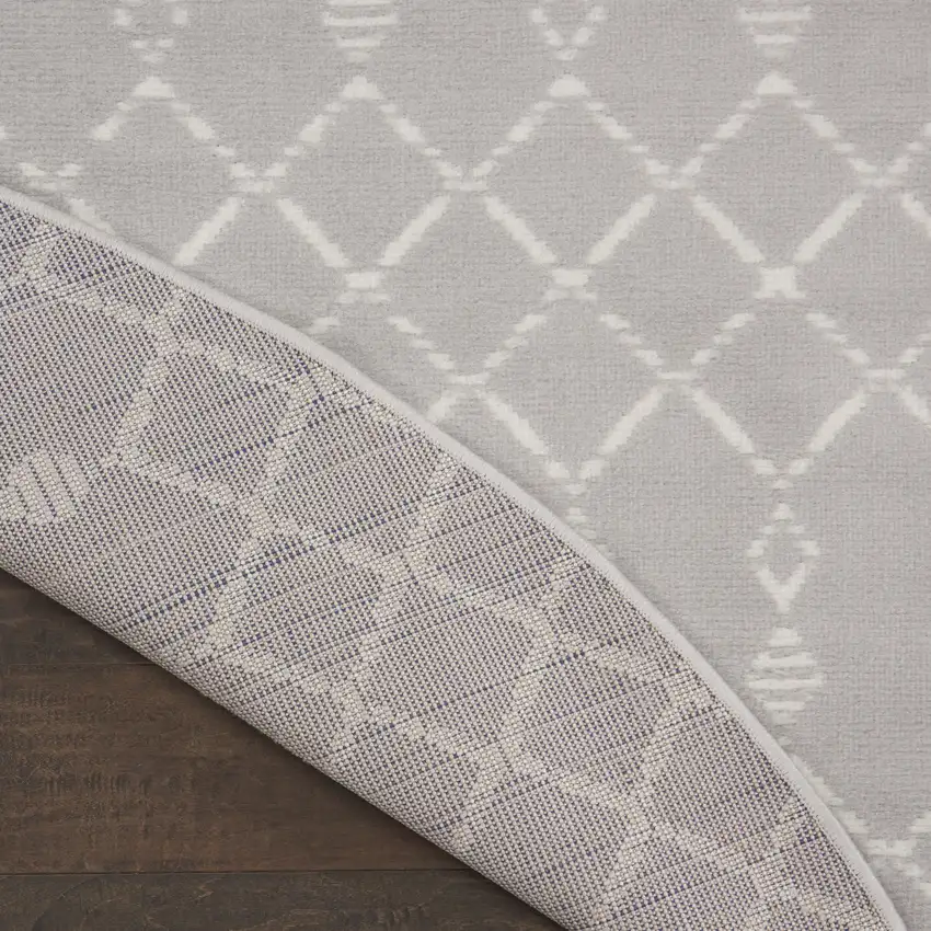 5' Gray and Ivory Geometric Round Rug Photo 8