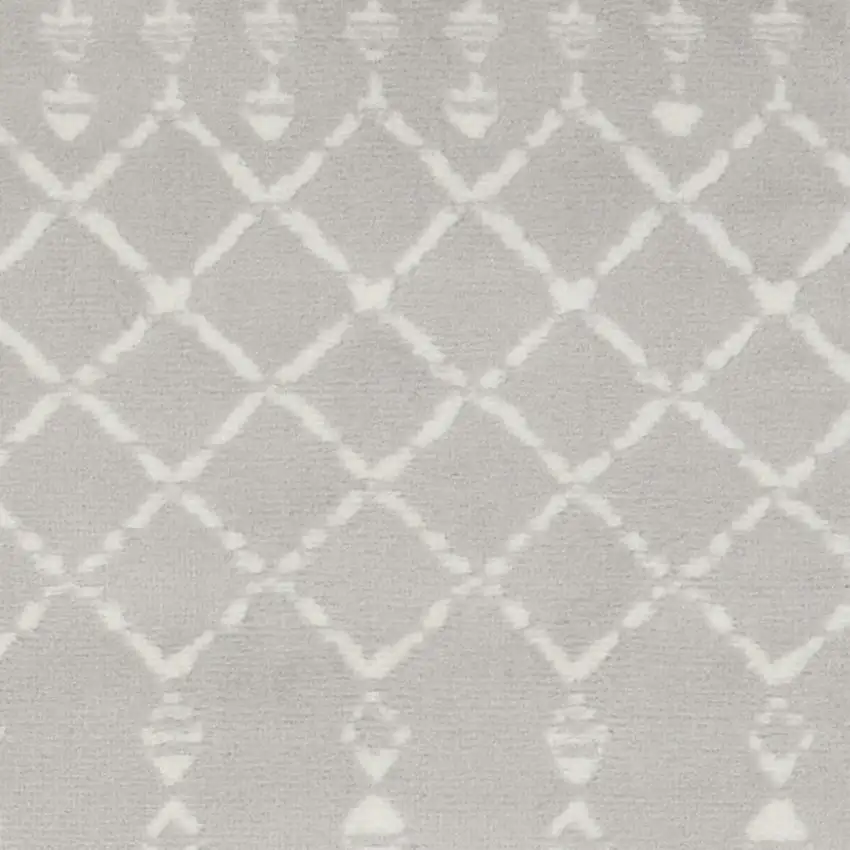 6' Gray and Ivory Geometric Runner Rug Photo 5
