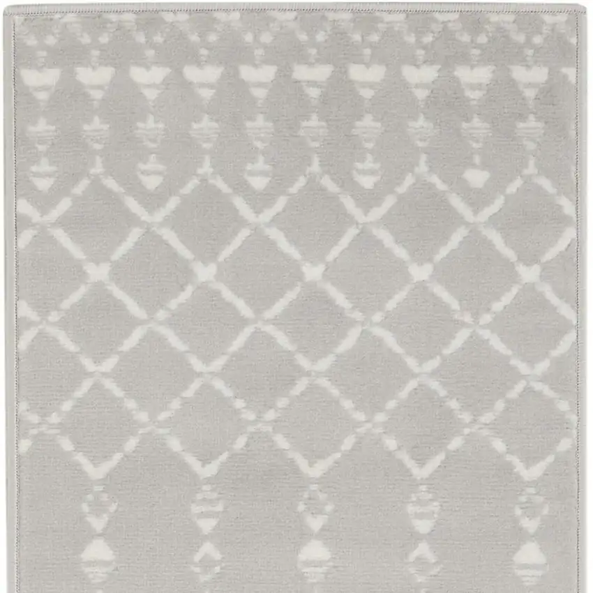 6' Gray and Ivory Geometric Runner Rug Photo 4