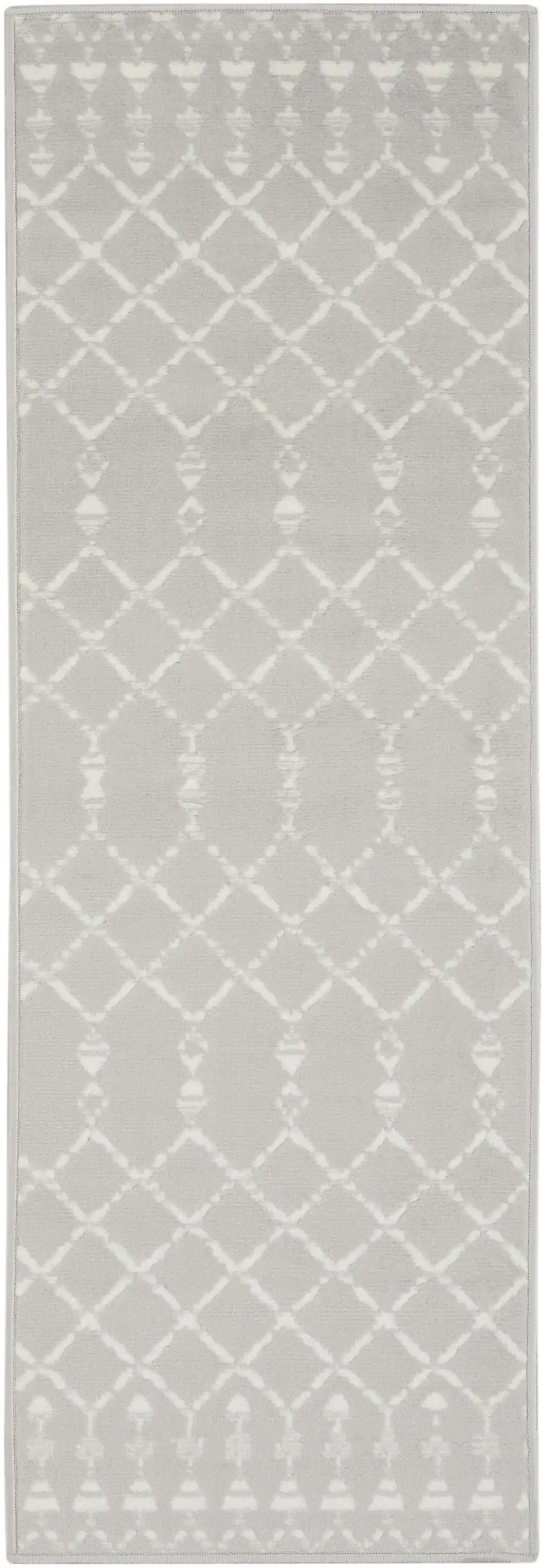 6' Gray and Ivory Geometric Runner Rug Photo 2