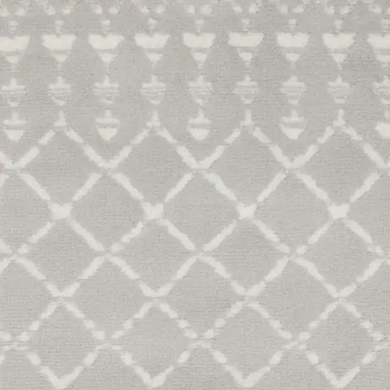 6' Gray and Ivory Geometric Runner Rug Photo 2