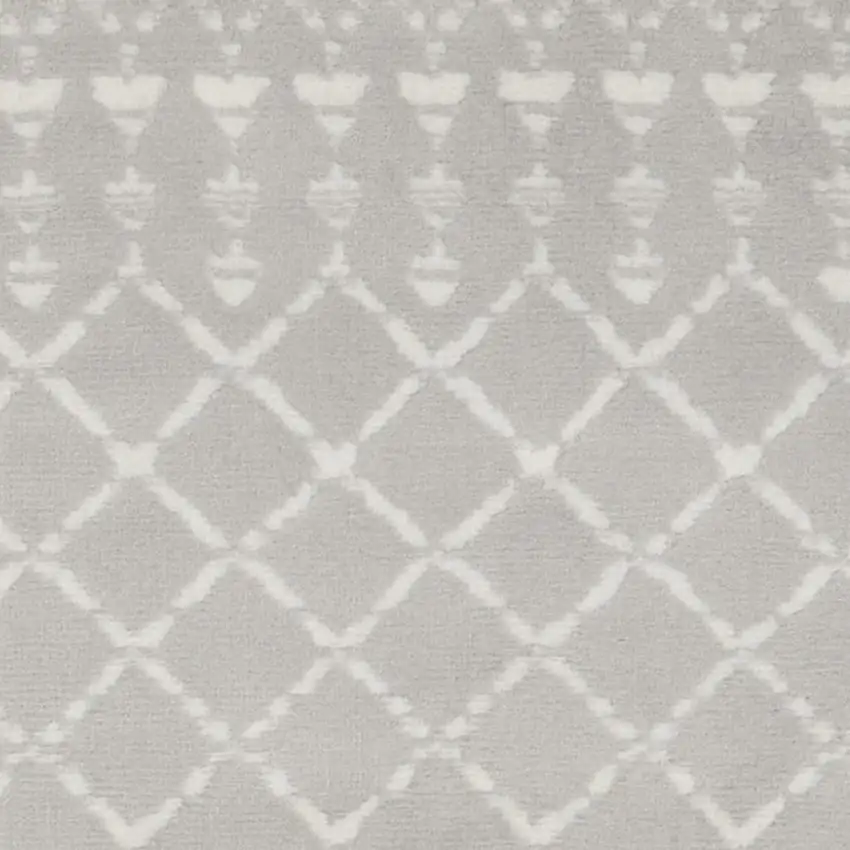 6' Gray and Ivory Geometric Runner Rug Photo 2