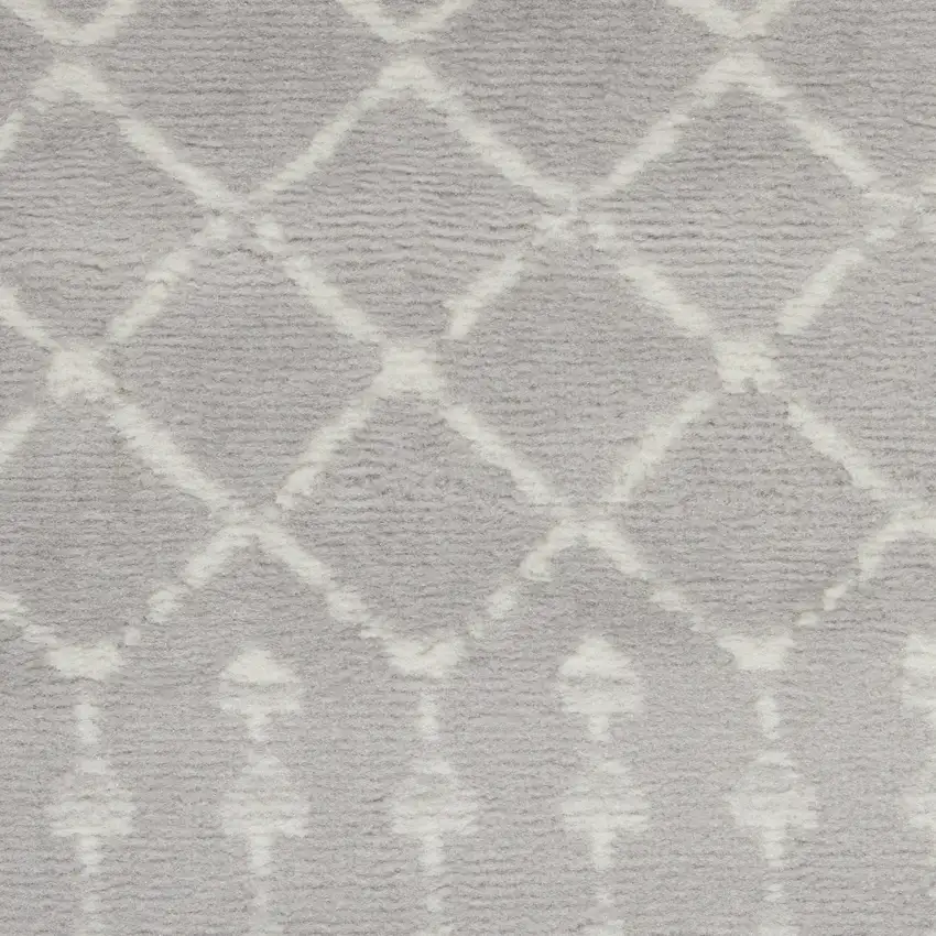 6' Gray and Ivory Geometric Runner Rug Photo 9