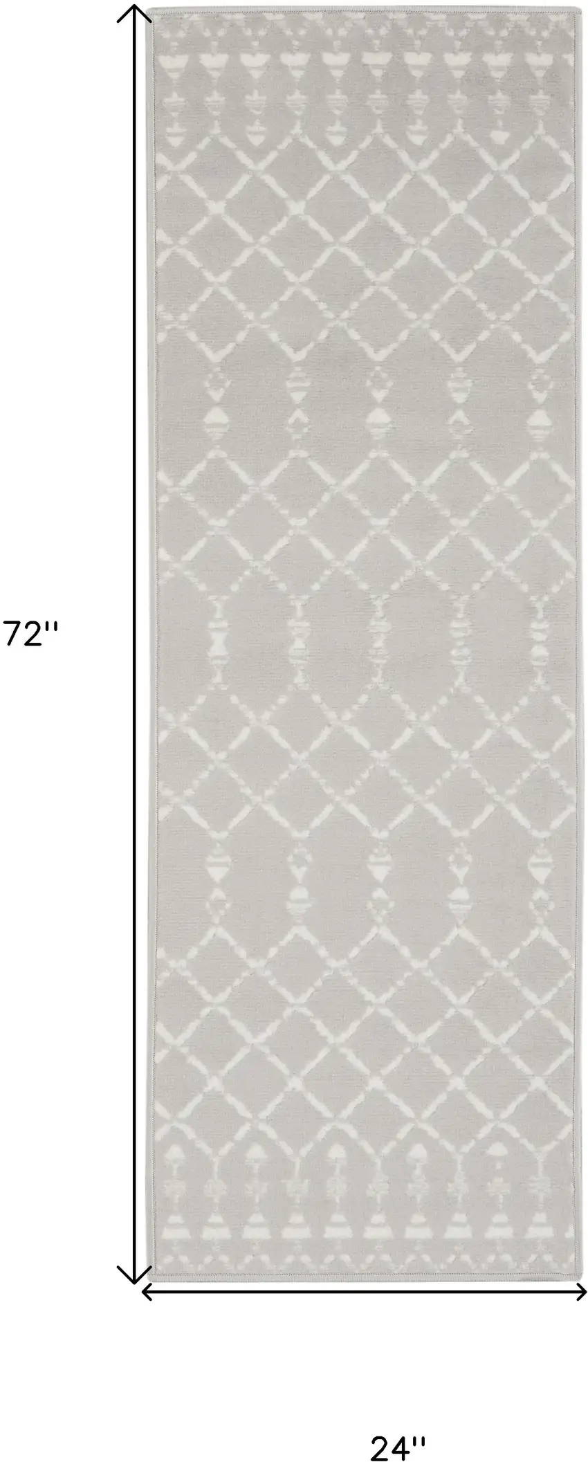 6' Gray and Ivory Geometric Runner Rug Photo 3