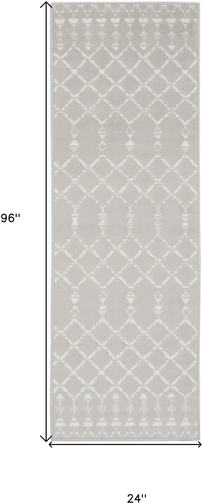 8' Gray and Ivory Moroccan Distressed Non Skid Runner Rug Photo 3