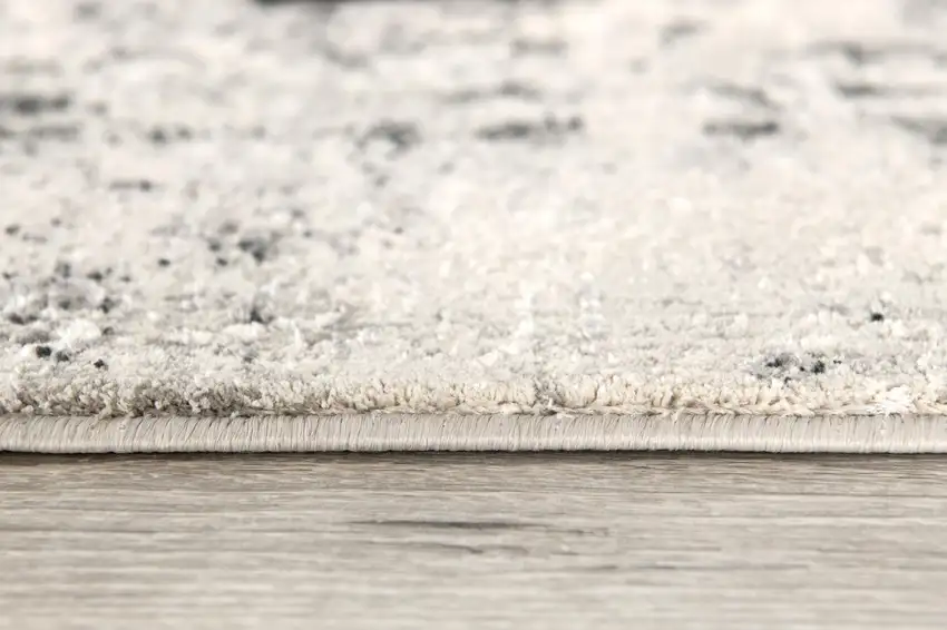 15' Gray and Ivory Oriental Distressed Runner Rug Photo 6