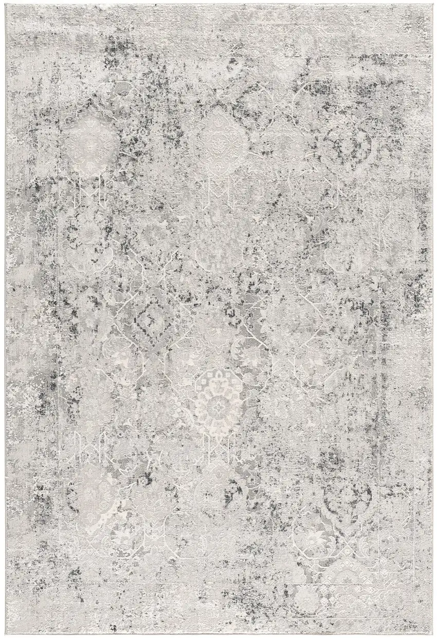 20' Gray and Ivory Oriental Distressed Runner Rug Photo 2