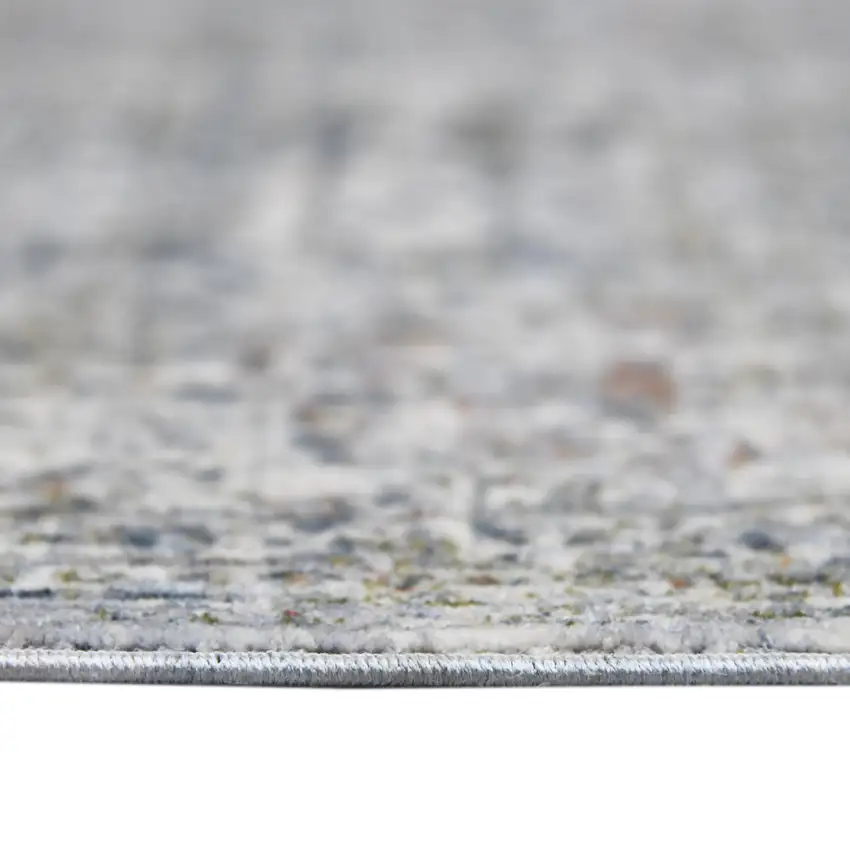 8' Gray and Ivory Oriental Power Loom Runner Rug Photo 8