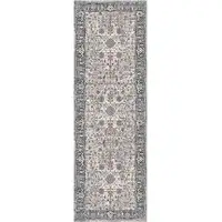 Photo of 8' Gray and Ivory Oriental Power Loom Runner Rug