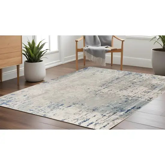 10' Gray and Ivory Square Abstract Power Loom Area Rug Photo 1