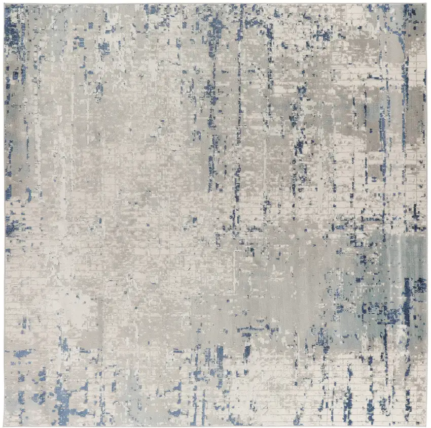10' Gray and Ivory Square Abstract Power Loom Area Rug Photo 2