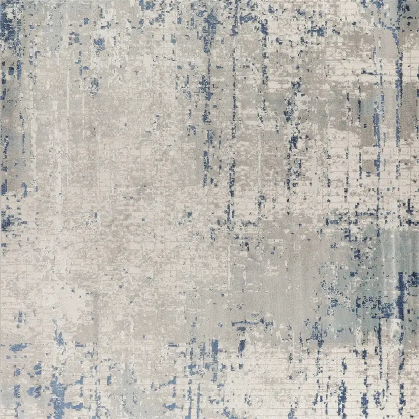 10' Gray and Ivory Square Abstract Power Loom Area Rug Photo 8