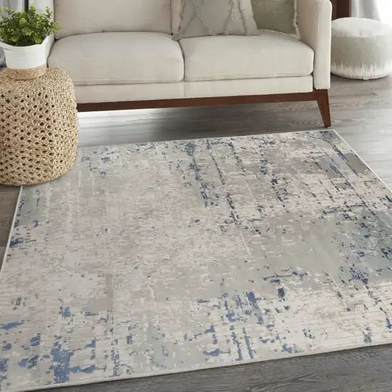 4' Gray and Ivory Square Abstract Power Loom Area Rug Photo 5