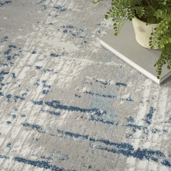 4' Gray and Ivory Square Abstract Power Loom Area Rug Photo 9