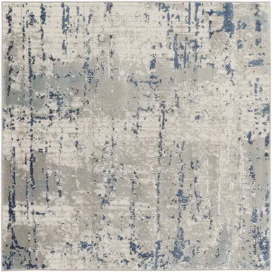 5' Gray and Ivory Square Abstract Power Loom Area Rug Photo 4