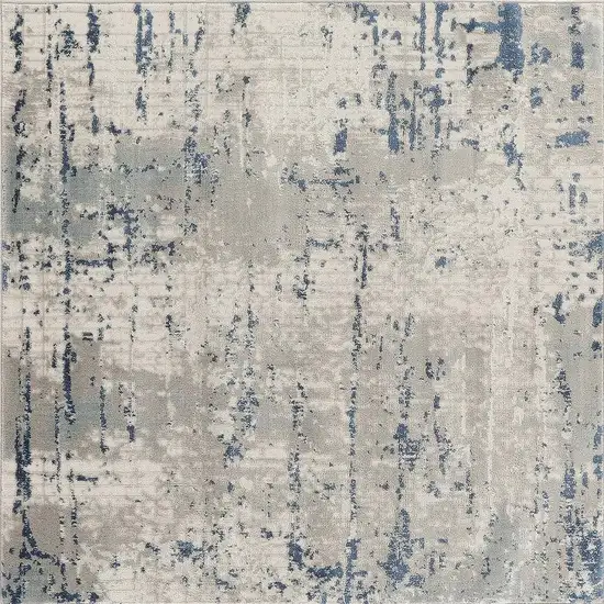 5' Gray and Ivory Square Abstract Power Loom Area Rug Photo 3