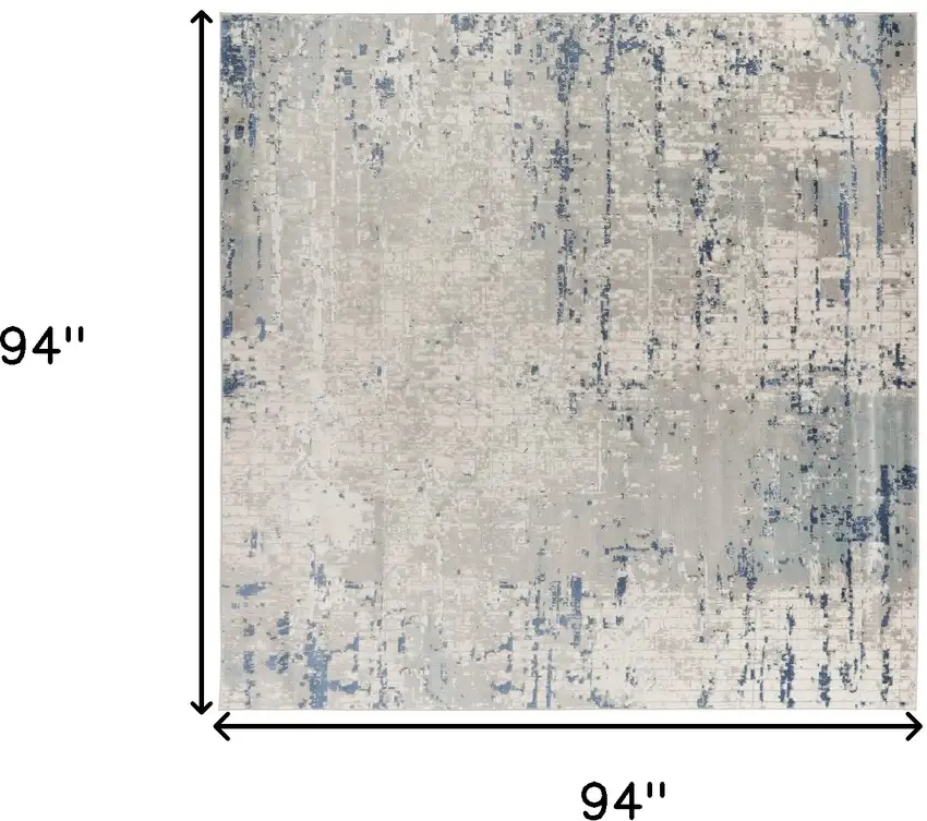 8' Gray and Ivory Square Abstract Power Loom Area Rug Photo 3