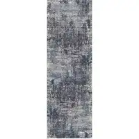 Photo of 8' Gray and Orange Abstract Power Loom Runner Rug