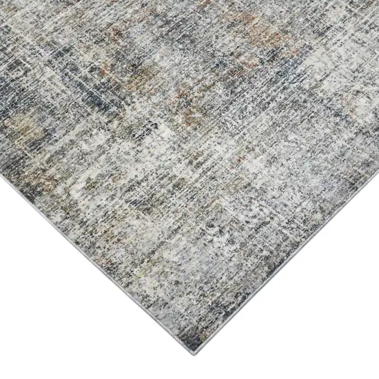 8' Gray and Orange Abstract Power Loom Runner Rug Photo 3