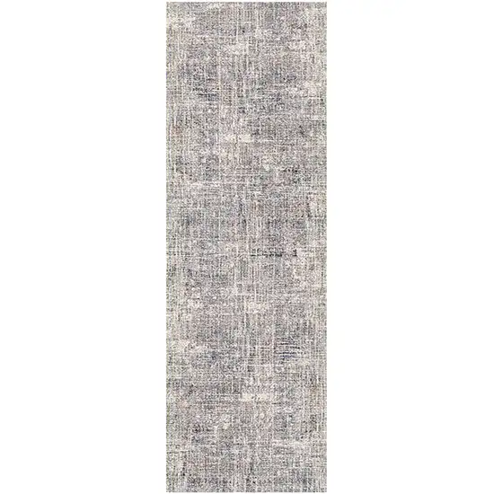 8' Gray and Orange Abstract Power Loom Runner Rug Photo 1