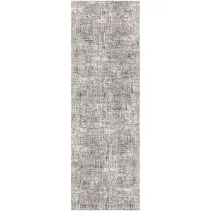 Photo of 8' Gray and Orange Abstract Power Loom Runner Rug
