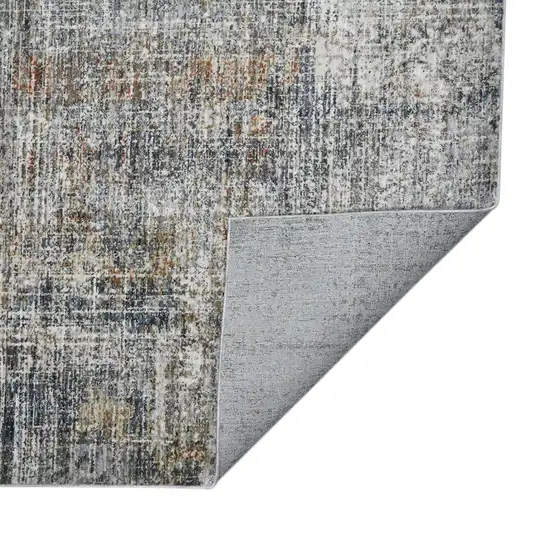 8' Gray and Orange Abstract Power Loom Runner Rug Photo 4