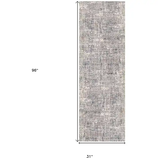8' Gray and Orange Abstract Power Loom Runner Rug Photo 6