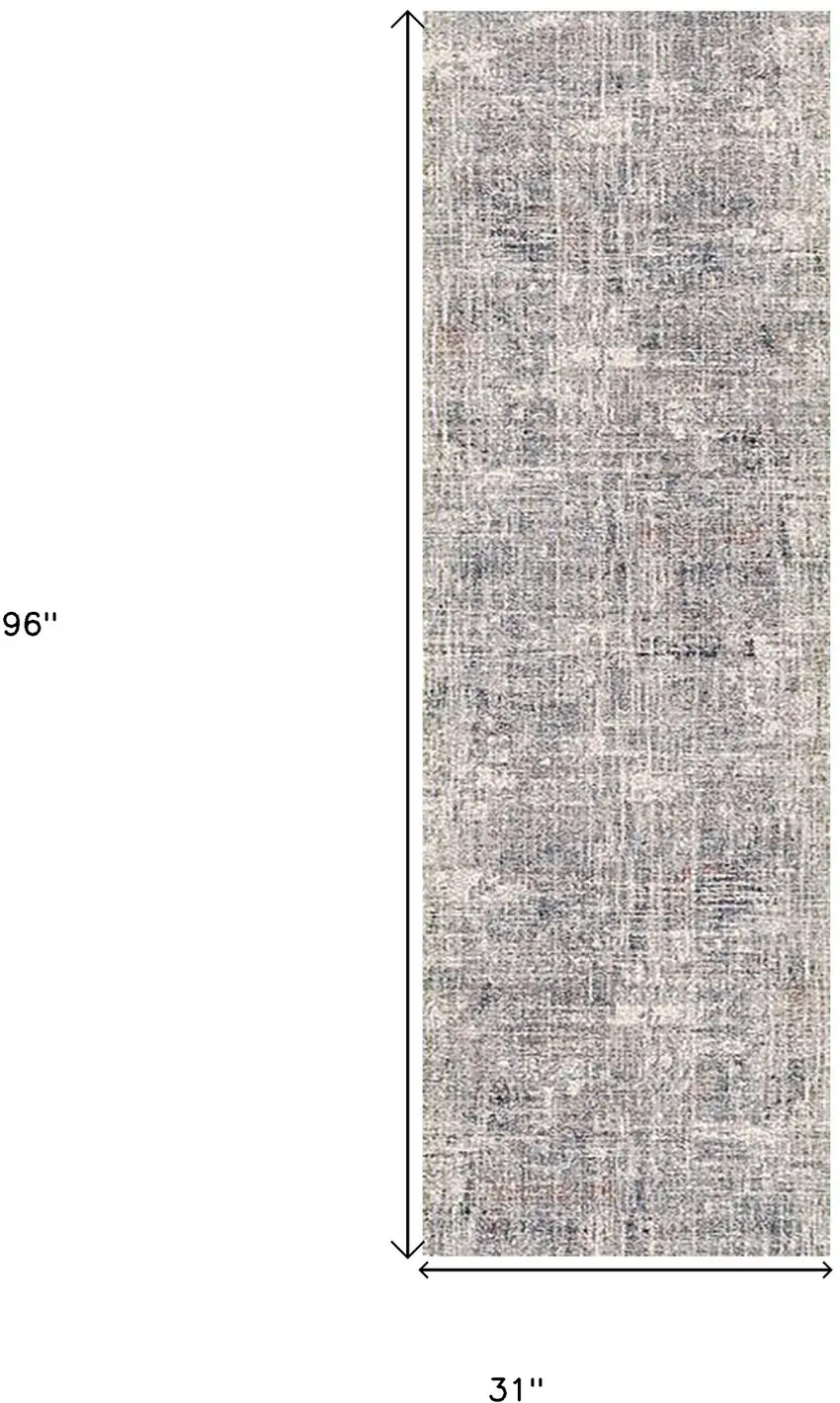8' Gray and Orange Abstract Power Loom Runner Rug Photo 6