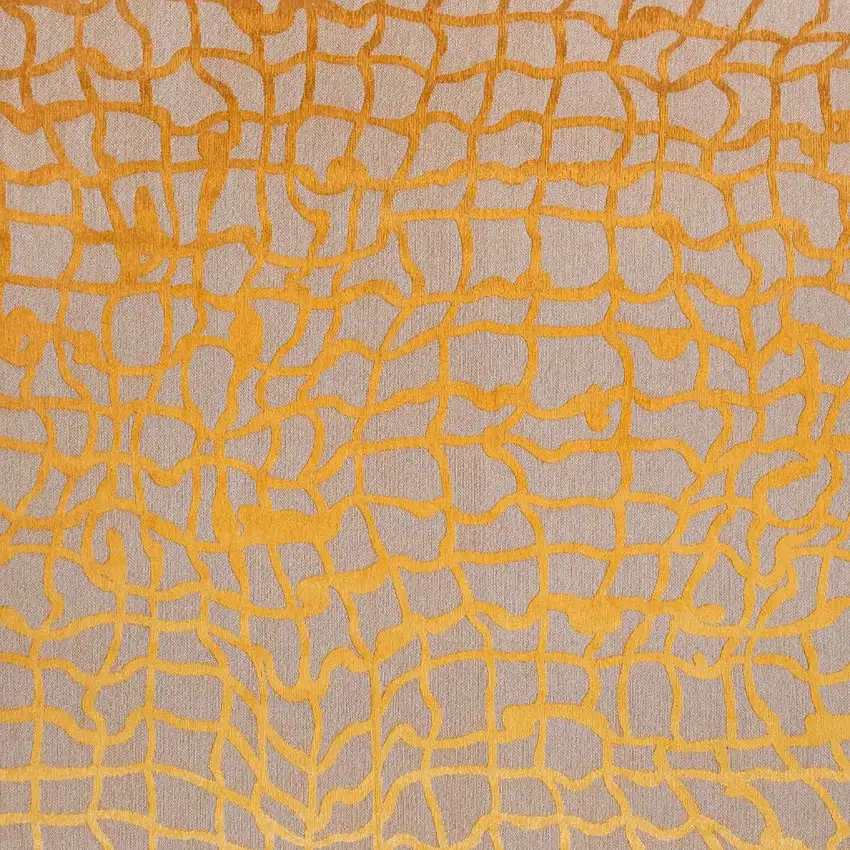 5' Gray and Orange Round Abstract Non Skid Area Rug Photo 7